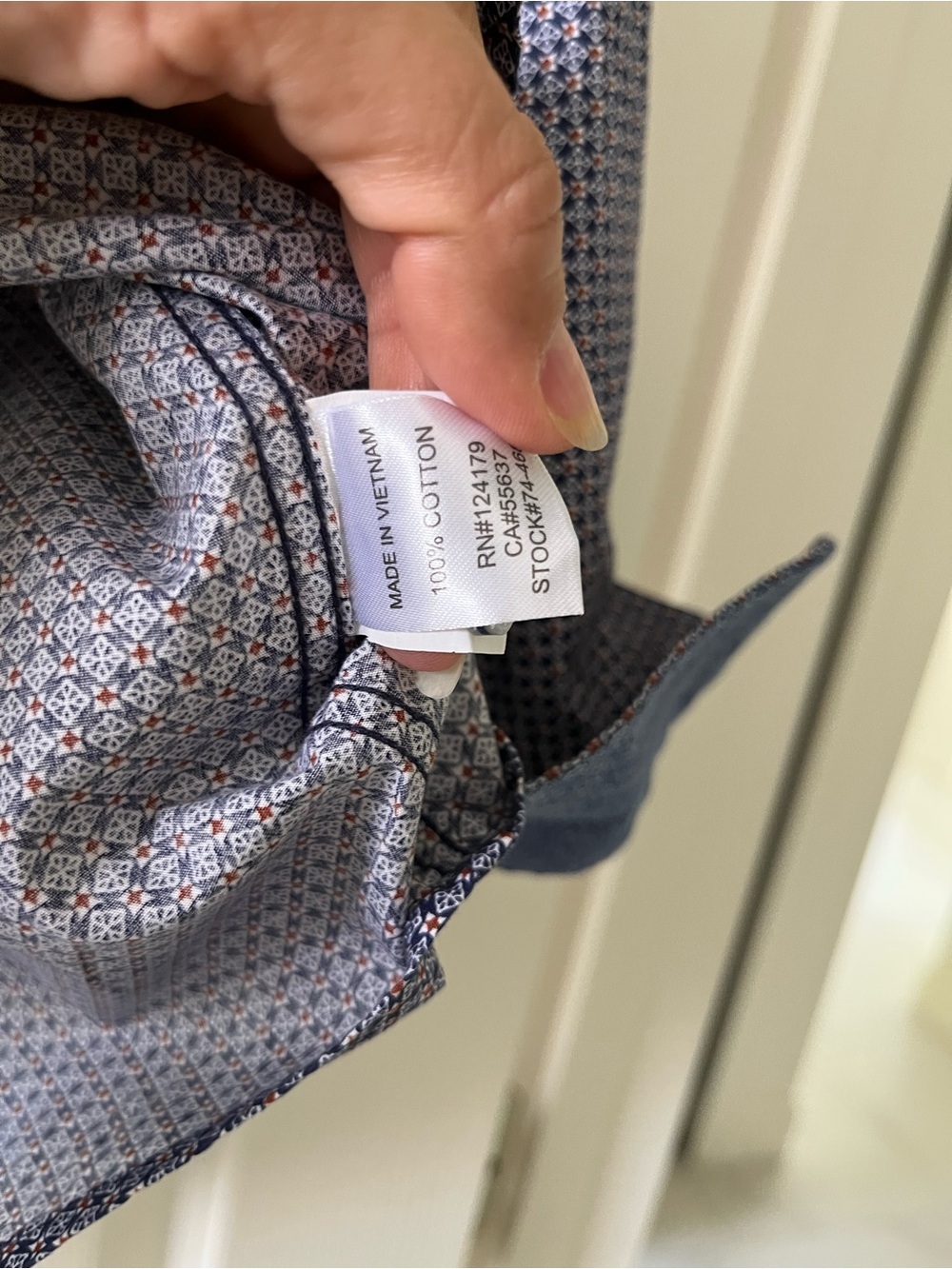 Johnston & Murphy Men's Blue Patterned Long-Sleeve Shirt Large - Picture 3 of 7